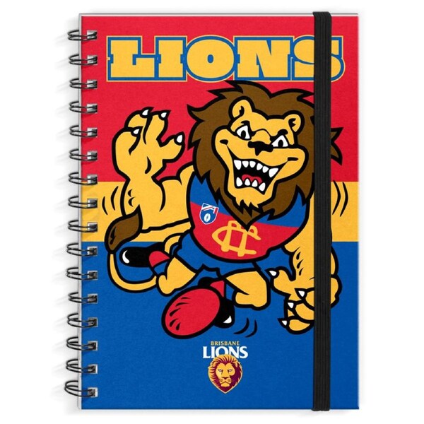 Brisbane Lions AFL Mascot Design Hard Cover Spiral Bound A4 Notebook