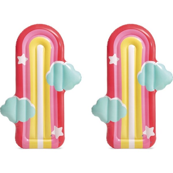 2x Intex Rainbow Cloud Inflatable Floating Bed Outdoor Swimming Pool Float