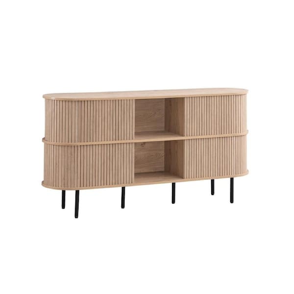 Shane Buffet Storage Shelving Unit 4 Doors Oak