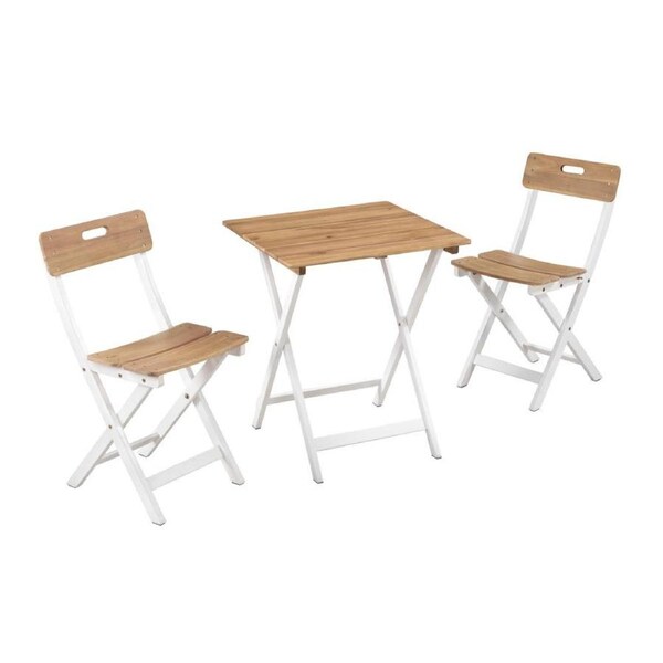Caley 3 Piece Bistro Set Square Folding Table 2 Folding Chairs white