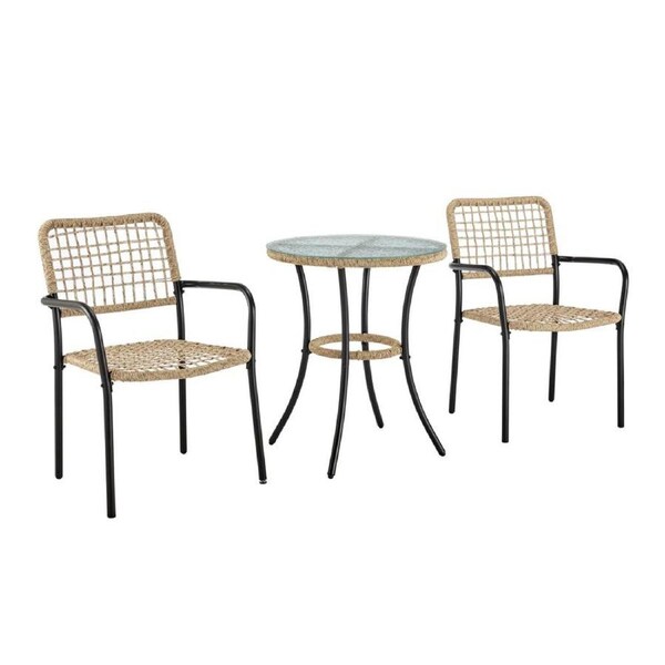 Davis Patio Set 3 Piece Table and 2 Chairs Rattan