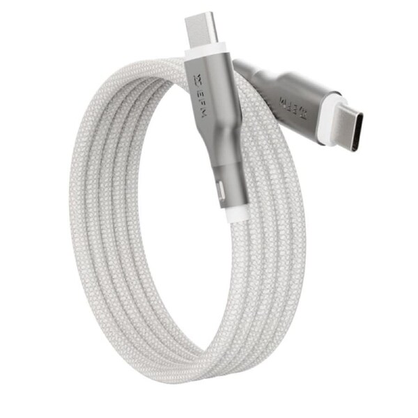 EFM Mag-Coil USB-C to USB-C Cable With Magnetic Self-Coiling Cable Management 1M - White