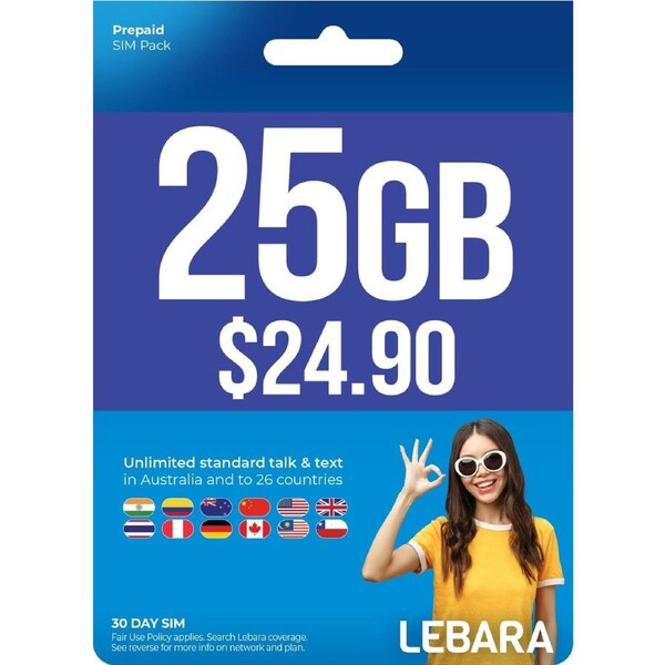 Lebara $24.90 Starter Pack PrePaid SIM Card