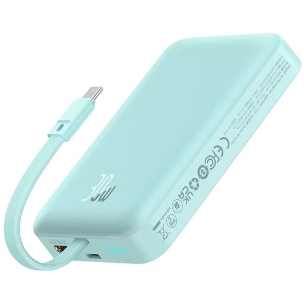 Baseus Magnetic & Cable Fast Charge Power Bank Type-C Edition 10000mAh 30W - Peppermint Blue