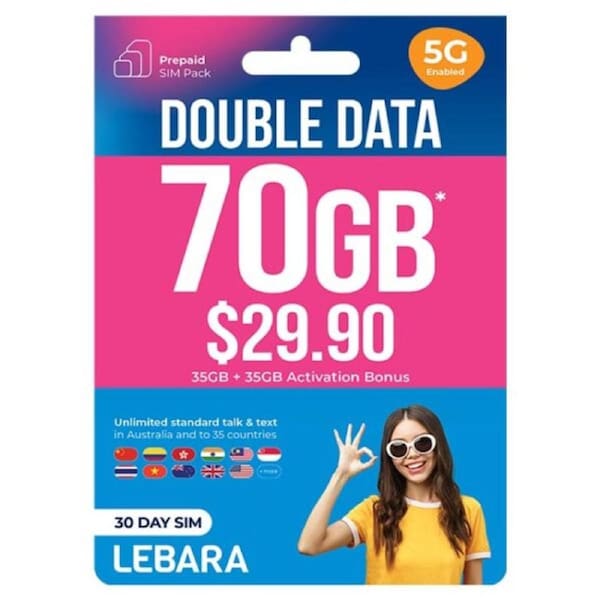 LEBARA $29.90 Australia PAYG Prepaid E-SIM Starter