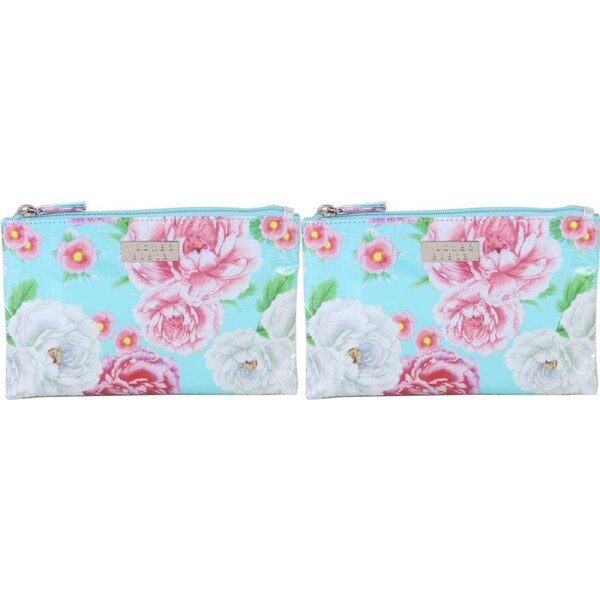 2x Wicked Sista Sienna Fleur Women's Flat Purse Makeup/Cosmetic Pouch Large