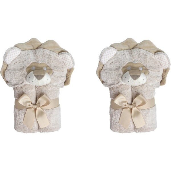 2x Ollie & Paige Kids/Children Hooded Bath Towel/Wrap Arthur The Lion Brown