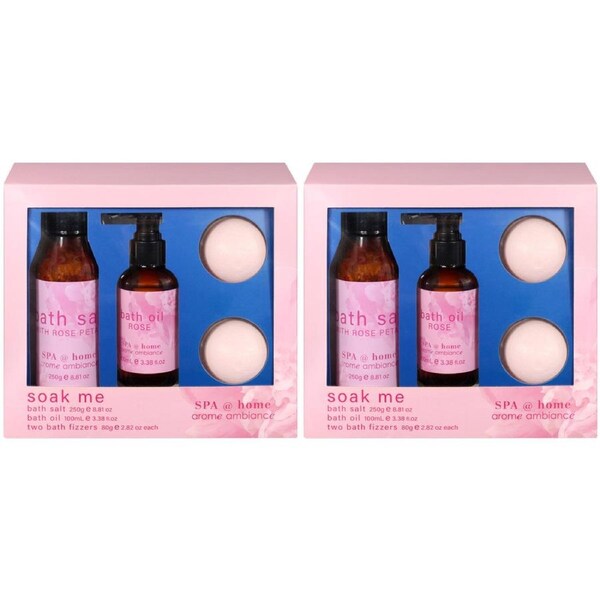8pc Arome Ambiance Spa At Home Soak Me Body Bath Wash/Salt/Oil/Fizzers Set