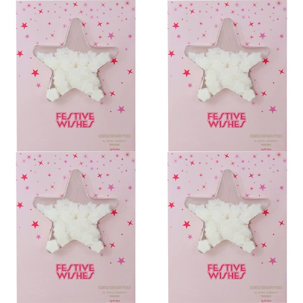 4x Arome Ambiance Christmas Cheer Scented Star Bath Petals Card Fresh Sugar