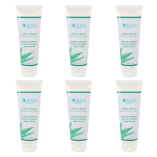 6x The Body Collection Hand Cream Lotion 120ml Tube w/ Aloe Vera & Vitamin E