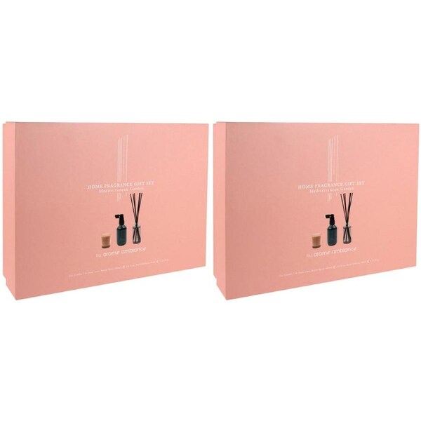 2x Arome Ambiance Mediterranean Garden Reed Diffuser/Candle Home Fragrance Set