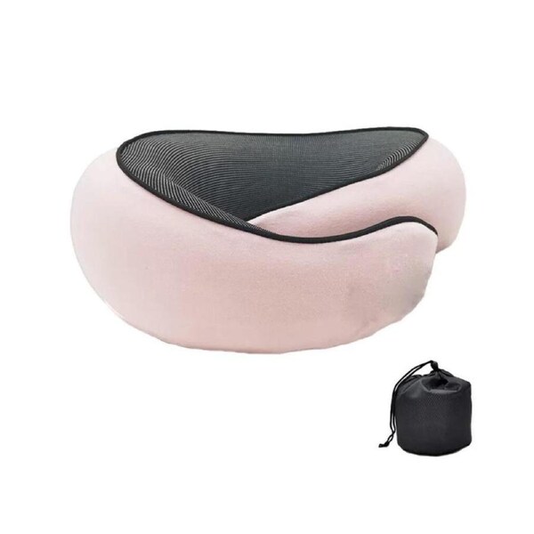 Memory Foam U Shaped Travel Pillow Neck Support Soft Head Rest Plane Car Cushion-Pink