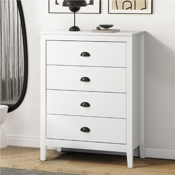 Oikiture 4 Chest of Drawers Cabinet Tallboy White
