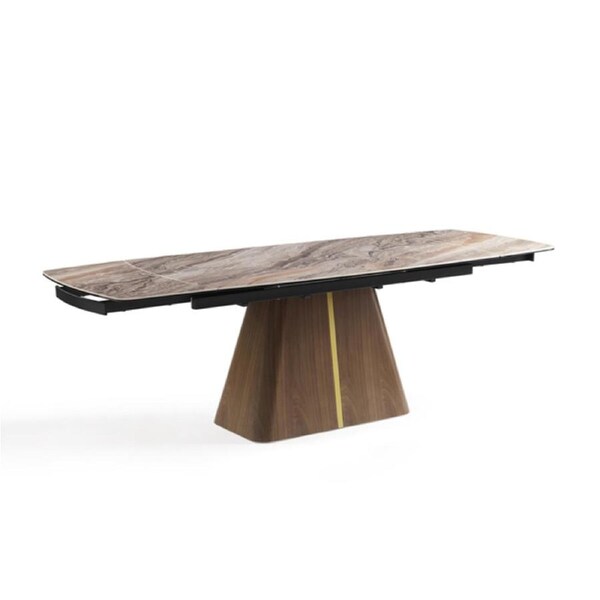 Dining Table MDF Ceramic Glass Table Top Extendable Decorative Stripe