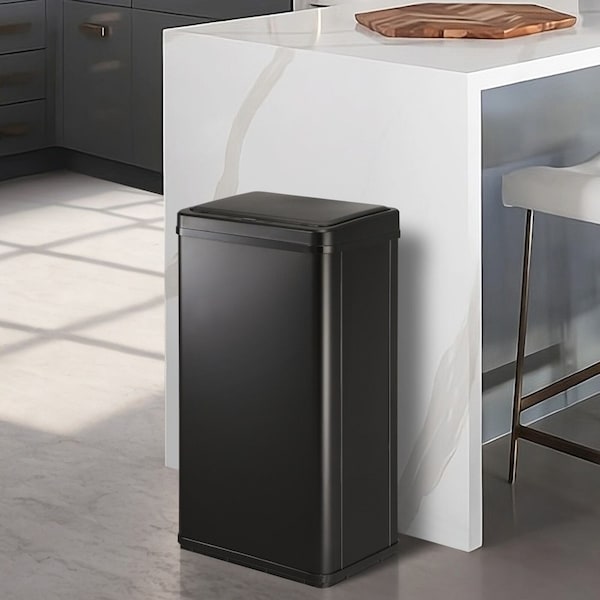 Oikiture 40L Motion Sensor Bin Automatic Rubbish Trash Can Kitchen Black