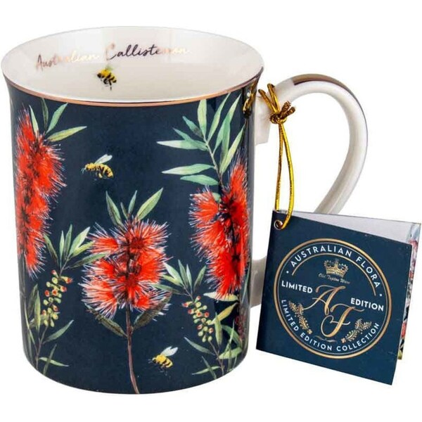 Australian Flora Callistemon 360ml Coffee Mug New Bone China Drink Cup w/ Handle