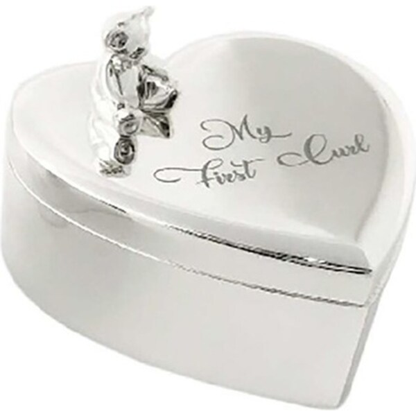 Keepsake Box Stainless Steel Heart Baby First Curl Organiser Silver Plated 8cm
