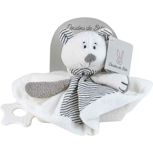 Striped Soft Plush Bear Dou Dou Comforter Baby/Newborn Blanket Toy Grey 25cm