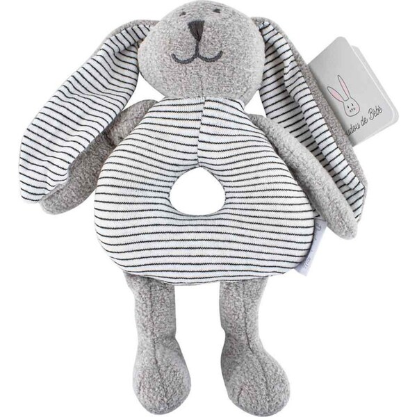 Sweet Bunny Plush Rattle Baby/Newborn Stuffed Animal Sensory Play Toy Grey 21cm