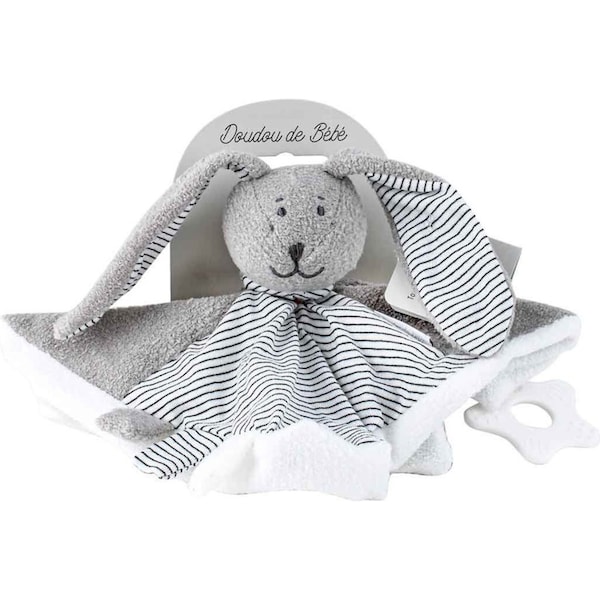 Striped Soft Plush Sweet Bunny Dou Dou Comforter Baby/Newborn Blanket Grey 25cm