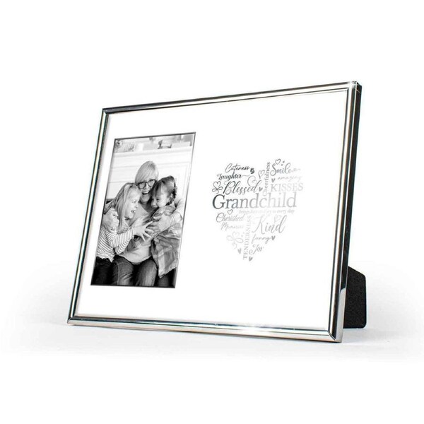 Grandchild Free-Standing 6x4'' Photo Frame Rect Picture Display Silver Edged