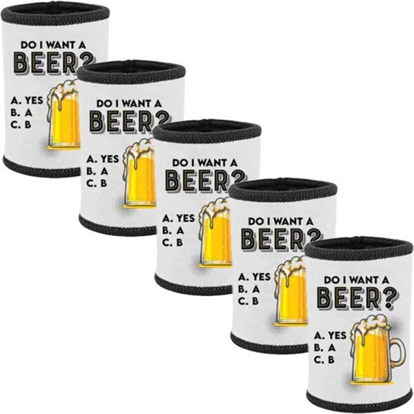 5pc Do I Want Beer Neoprene Stubby Holder Beverage Sleeve For 375ml Bottles/Cans