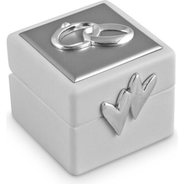 Wedding Ring Box Engagement/Proposal Jewelry Holder Organiser Gift Silver 8cm