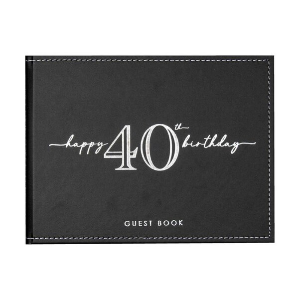 Guest Book Vinyl 40th Birthday Party Signature Pad Novelty Keepsake Black 23cm