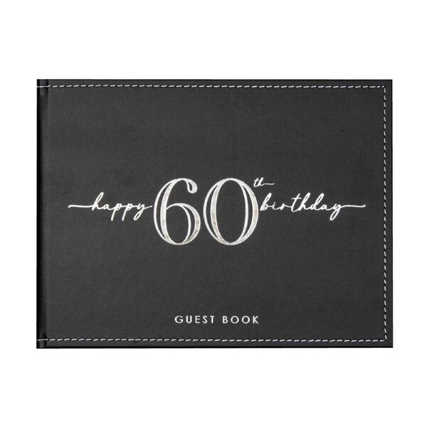 Guest Book Vinyl 60th Birthday Party Signature Pad Novelty Keepsake Black 23cm