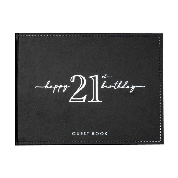 Guest Book Vinyl 21st Birthday Party Signature Pad Novelty Keepsake Black 23cm