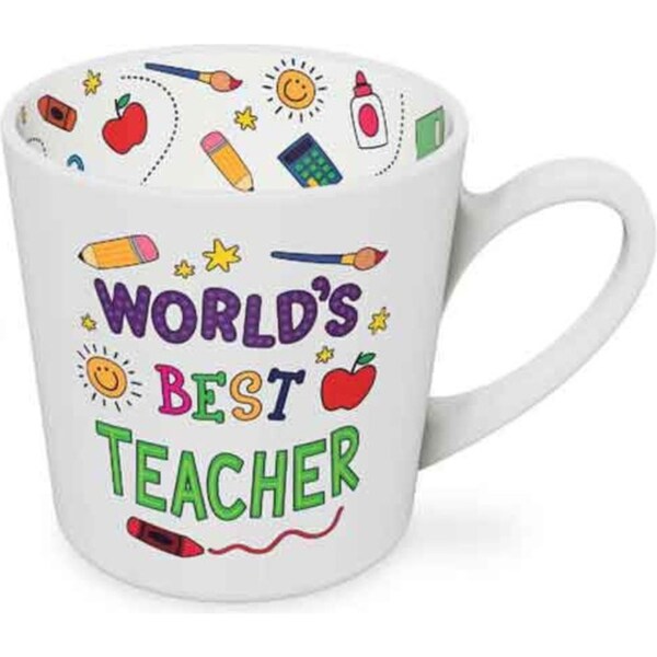 World's Best Teacher Beautiful on the Inside 420ml/10cm Ceramic Mug w/ Handle