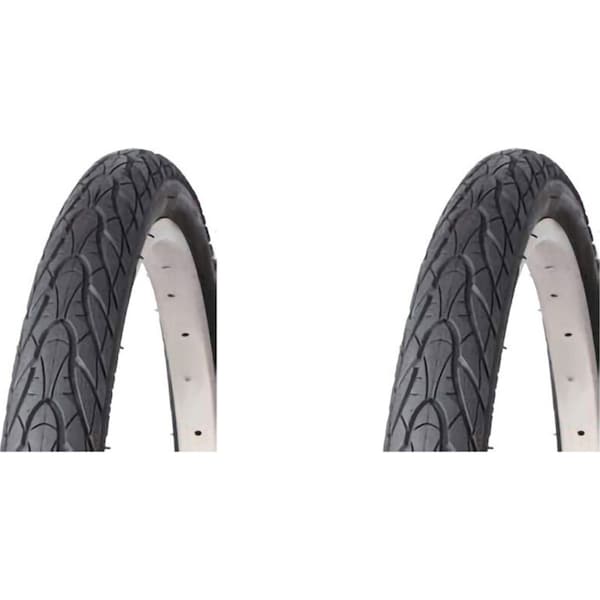 2x AirPro Street Style Bicycle Tyre Replacement Spare Accessory 24x1.75'' Black