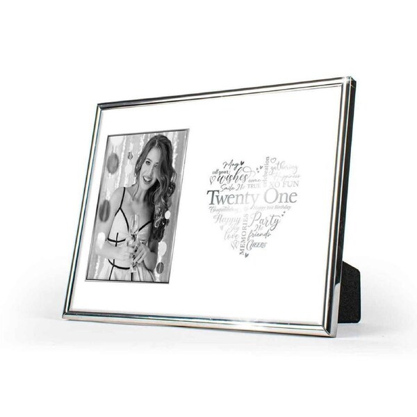 21st Birthday Free-Standing 6x4'' Photo Frame Rect Picture Display Silver Edged