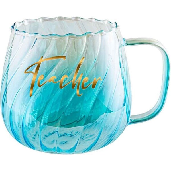 Teacher Glass 670ml/10cm Coffee/Tea/Milk Mug Drinking Water Cup w/ Handle Blue