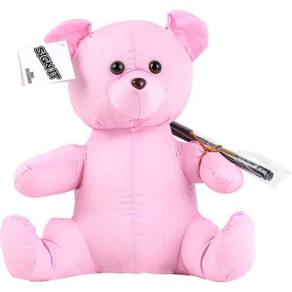 Signature Bear Stuffed Animal Soft Toy w/ Marker Personalised Gift Pink 25cm