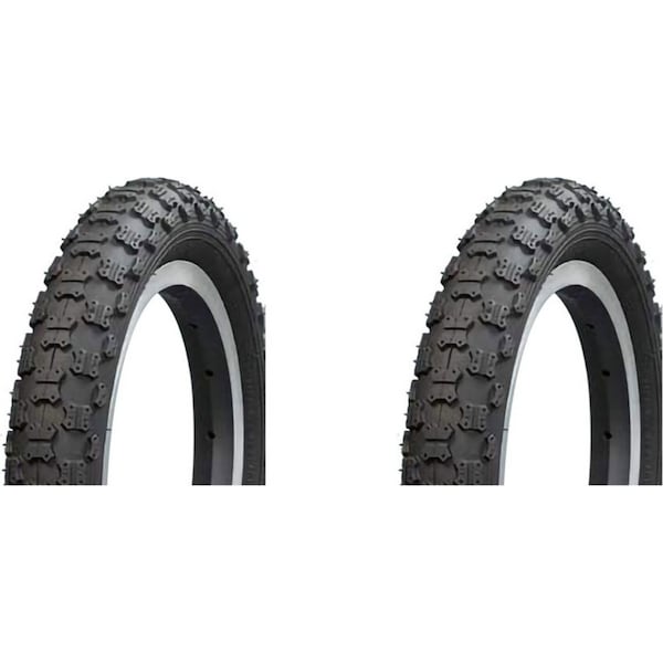 2x AirPro BMX/Freestyle Bicycle Tyre Replacement Spare Parts 12 1/2x2 1/4'' BLK