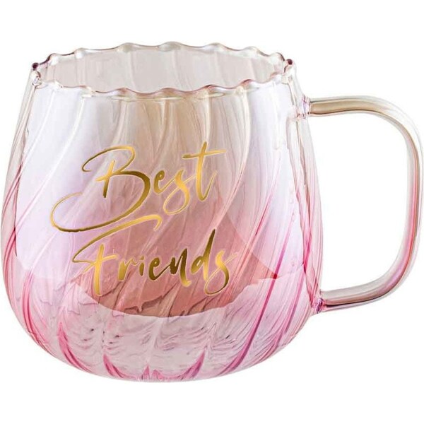 Best Friends Glass 670ml/10cm Coffee/Tea Mug Drinking Water Cup w/ Handle Pink