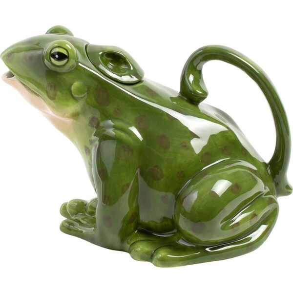 Frog Teapot Ceramic Hot Drink Tea Container Coffee Pot w/ Handle Green 23cm