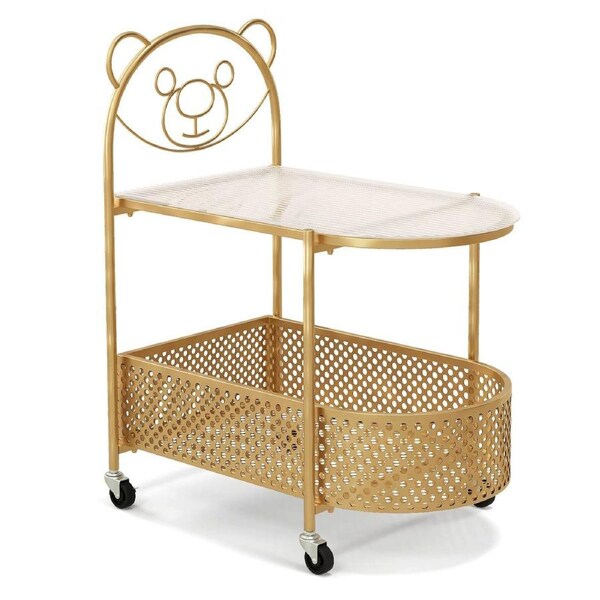 Giantex Coffee Table Modern Cocktail Table w/Storage Basket Sofa Side Table Golden