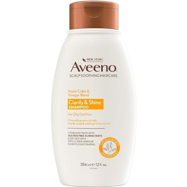 Aveeno Apple Cider Vinegar Clarifying Shampoo for Oily & Dull Hair 354ml -Hydrate & protects scalp- Adds shine