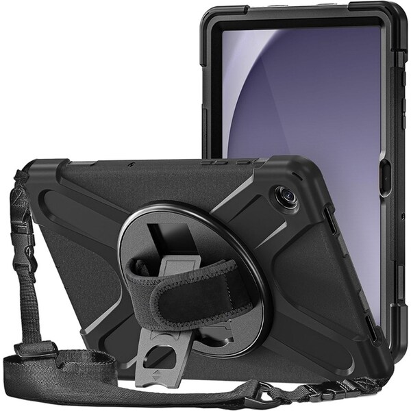 3SIXT Shockproof Apache Case w/ Shoulder Strap For Galaxy Tab S9/S9FE/S8 BLK