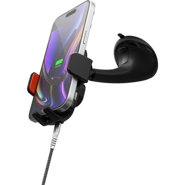 3sixT Premium Motorised Wireless Charging Car Phone Mount Charger/Cable BLK