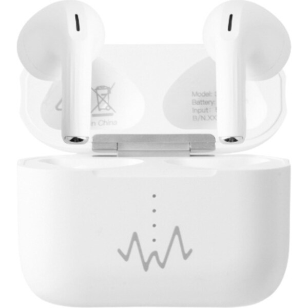 Wave Audio TW2617BT True Wireless Bluetooth Earbuds In-Ear w/ Case White