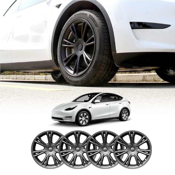 Tesla Model Y 2022-2025 Gemini Wheel Protector Cover Caps 19 Inch Rim Hubcap Replacement Hub Cap Matt Black
