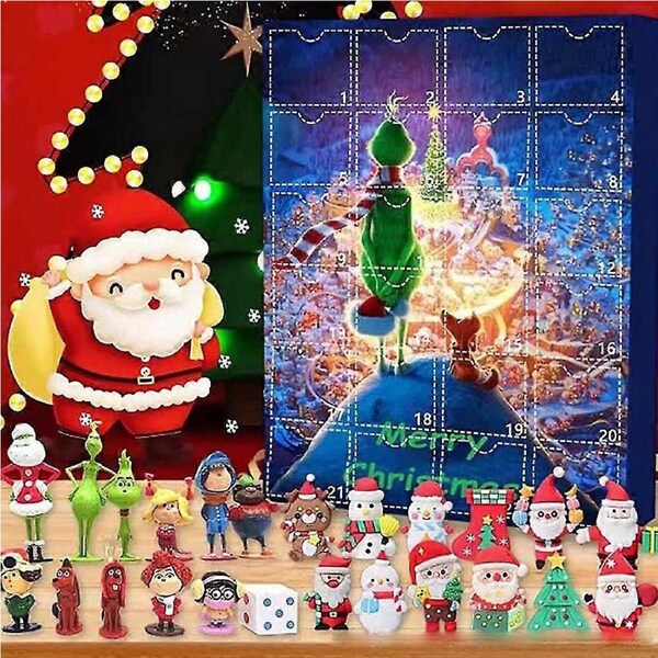 2024 Christmas 24 Days Countdown Advent Calendars Xmas Gift - Kids The Grinch Mini Figures Doll Toy