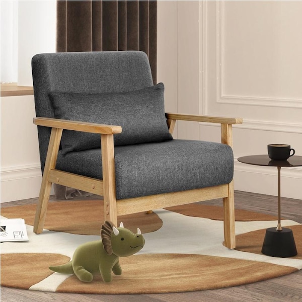 1x ALFORDSON Wooden Armchair Lounge Accent Chair Fabric Grey