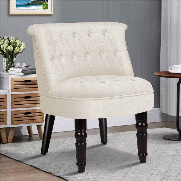 ALFORDSON Armchair Wooden Accent Chair Wingback Fabric Beige