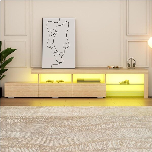 ALFORDSON TV Stand Entertainment Unit LED 220cm Oak