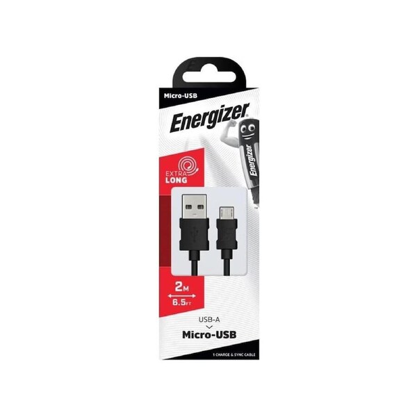 Energizer USB to Micro-USB Cable 2m Length Black