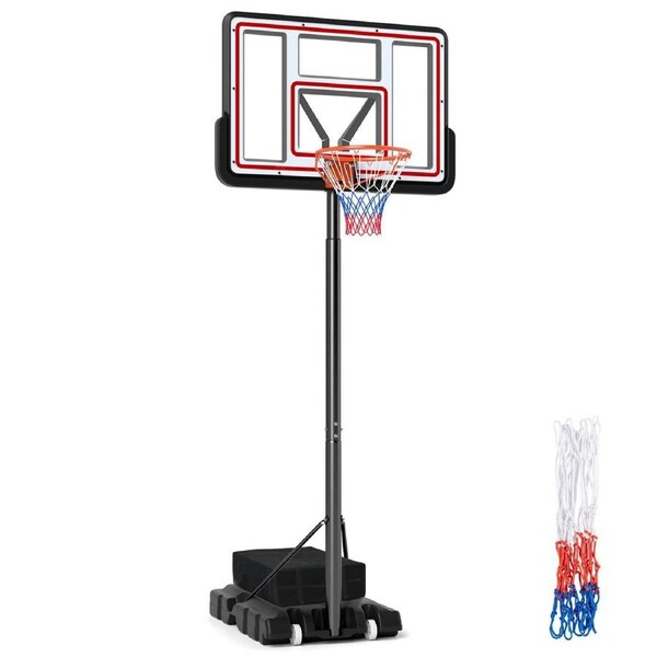 Costway Adjustable Basketball Hoop Stand System Ring Portable Backboard Teenagers Training Play Black